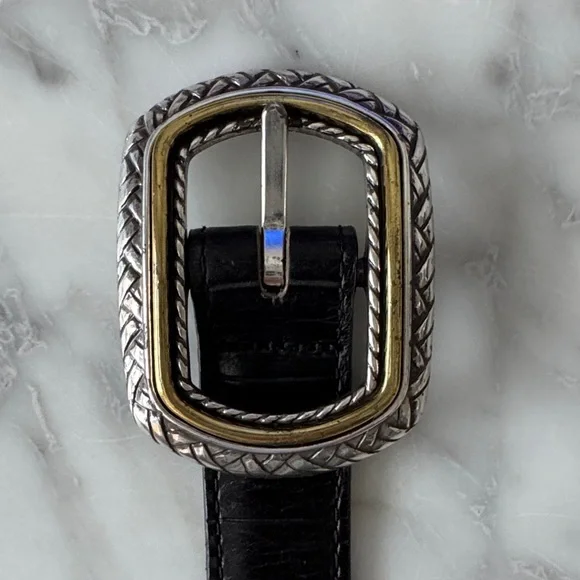 🌼BRIGHTON🌼 Marcus Mixed Metal Reversible Black and Brown Leather Belt, Size M 30 - Picture 12 of 16